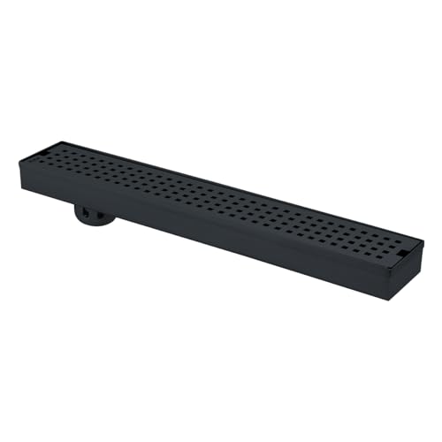 Image of Ruhe Palo 36 x 3 Inches Shower Drain Channel | 304 Stainless Steel Black PVD Coated Shower Water Drain Channel /Waste Water Floor Drain & Side Hole