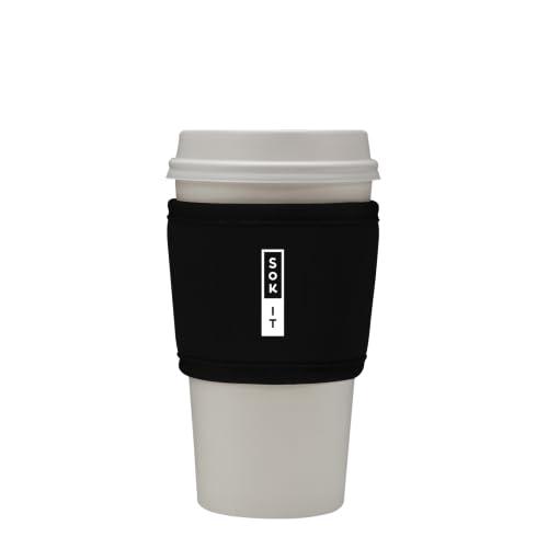 Sok It HotSok Coffee & Tea Reusable Insulated Neoprene Cup Sleeve (Black, One Size Coffee Sleeve)