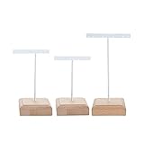 espositore per orecchini con barra 3 pezzi base in legno portagioielli albero appendiabiti per braccialetti puntelli fotografici da tavolo, bianco