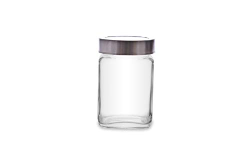 Image of CROCO JAR Cube Storage Containers | Set of 6 | Glass Jar with Air Tight Steel Lid, 300 ml each, Transparent Jars for Snacks, Pulses, Masala, Pickles, Cereals, Cookies, Dry Food