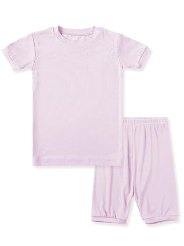 HAPIU Summer Rayon from Bamboo Toddler Pajamas Short Sleeve Set, Pjs Girls Boys Baby Kids