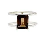 Rauchquarz-Ring aus 925er-Sterlingsilber für Damen, stapelbar, handgefertigter Bandring, facettierter Rauchedelstein-Ring, einzigartiger Schmuck zum Geburtstag, Jahrestag, Jahrestag