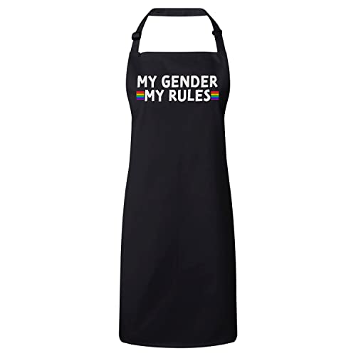 Tablier LGBTQ+ My Gender My Rules noir premium : sublimez vos repas entre amis avec fierté