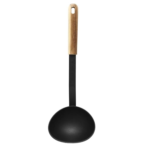 Lily cook - KP0054 Louche en PBT - Manche en Bois - Conçu pour Pâtisserie et Cuisine - Design Ergonomique - Taille Standard - Couleur Noir Marron Assorties