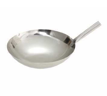 Wok de acero inoxidable estilo Hong Kong 14" miniatura 1