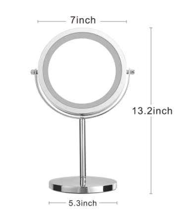 Miroir grossissant éclairé chromé avec fixation murale solide