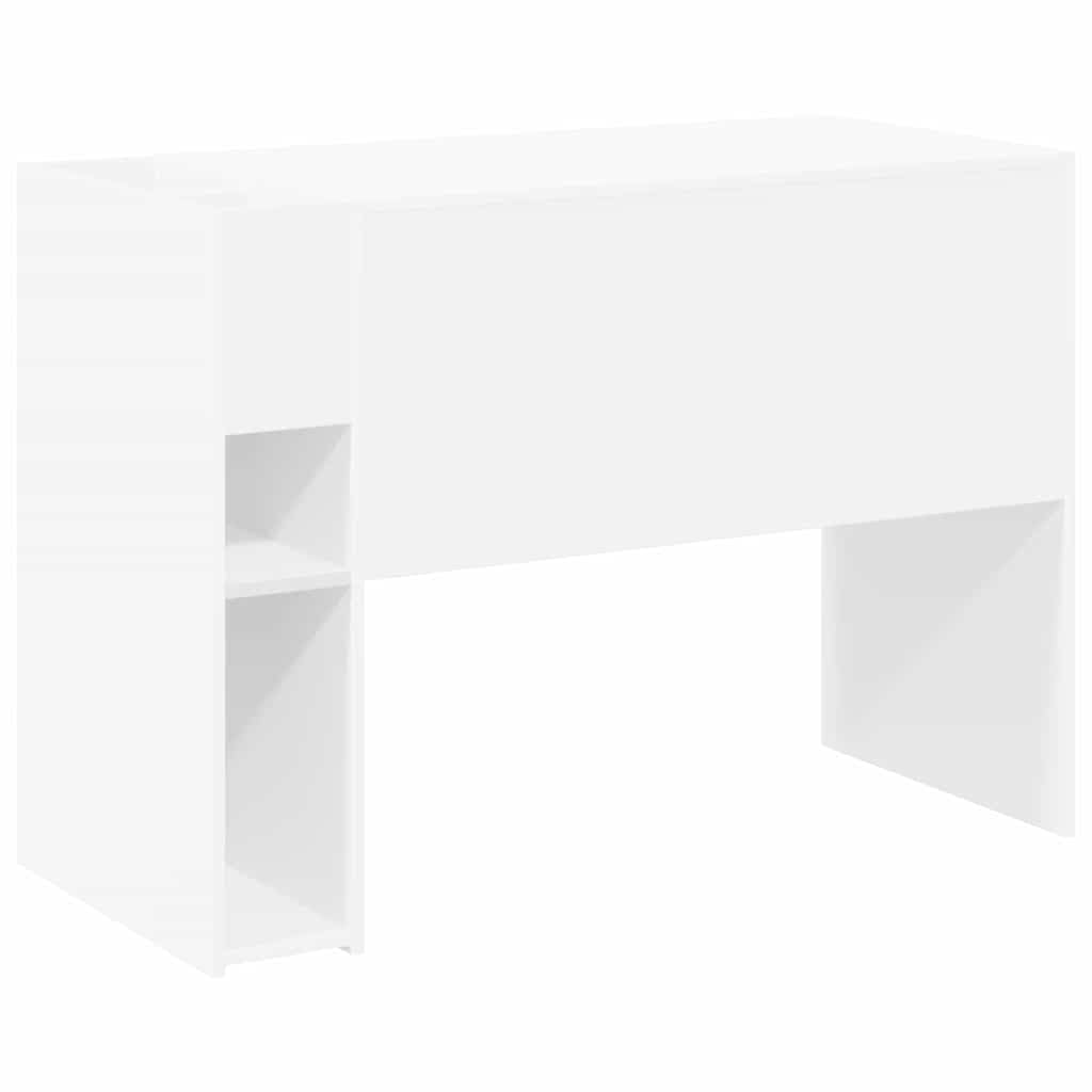 Escritorio blanco de madera 109 x 50 x 78 cm con amplio espacio de almacenamiento, moderno escritorio para ordenador para oficina en casa, estudio y oficina