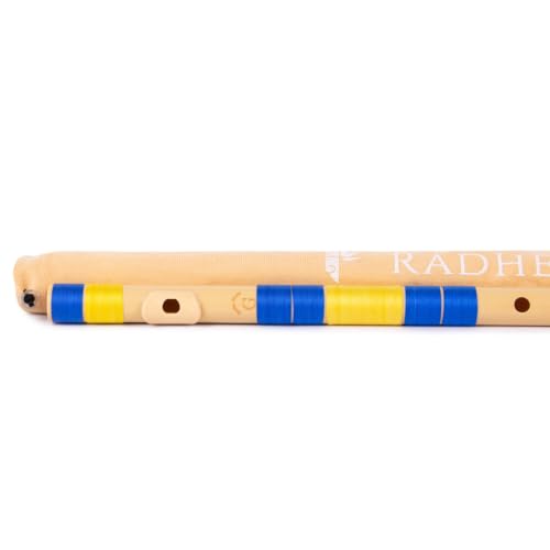 Image of Radhe Flutes PVC Fiber Bass G With Velvet Cover (Beige Flute With Blue & Yellow Threads)