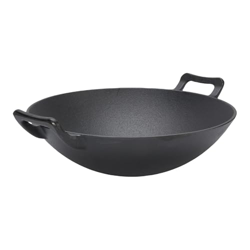 Wok de hierro fundido Focket 12.6 pulgadas doble asa miniatura 3