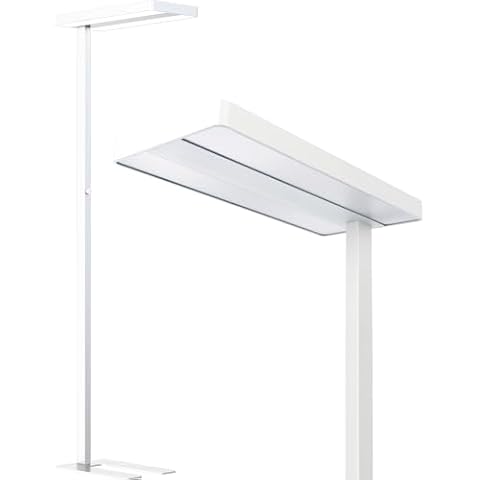 Azoula Dimmable Floor Lamp - Bright 4000K LED Natural Light Eye Protection Reading Lamp - 6’5” Tall Standing Lamp for Living Room, Bedroom, Office - Modern White Cover