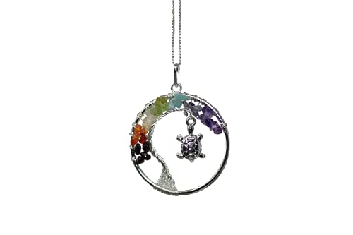 Element of Zen Natural Crystal Tree of Life Necklace | Wire Wrapped Turtle Necklace Tree of Life Pendant for Women | 925 Sterling Silver 7 Chakra Necklace Pendant | Healing Crystal Protection Necklace Element of Zen Natural Crystal Tree of Life Necklace | Wire Wrapped Turtle Necklace Tree of Life Pendant for Women | 925 Sterling Silver 7 Chakra Necklace Pendant | Healing Crystal Protection Necklace