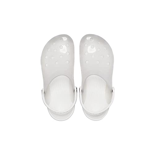 Crocs Tamanco translúcido clássico unissex para homens e mulheres, Branco, 33
