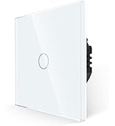 JIMEIDA Stopcontact met lichtschakelaar, wit, glazen touch-lichtschakelaar met Schuko-stopcontact, inbouw, 3-voudige 1-polige wandschakelaar met statusled, 500 W/vak