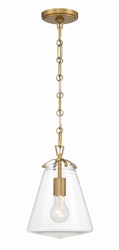 Crystorama Voss 1 Light Luxe Gold Mini Pendant with Clear