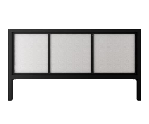 Image of Homdec Venus Wall-Supported Upholstered Headboard Metal Bed (Black, Queen (U.K. Standard))