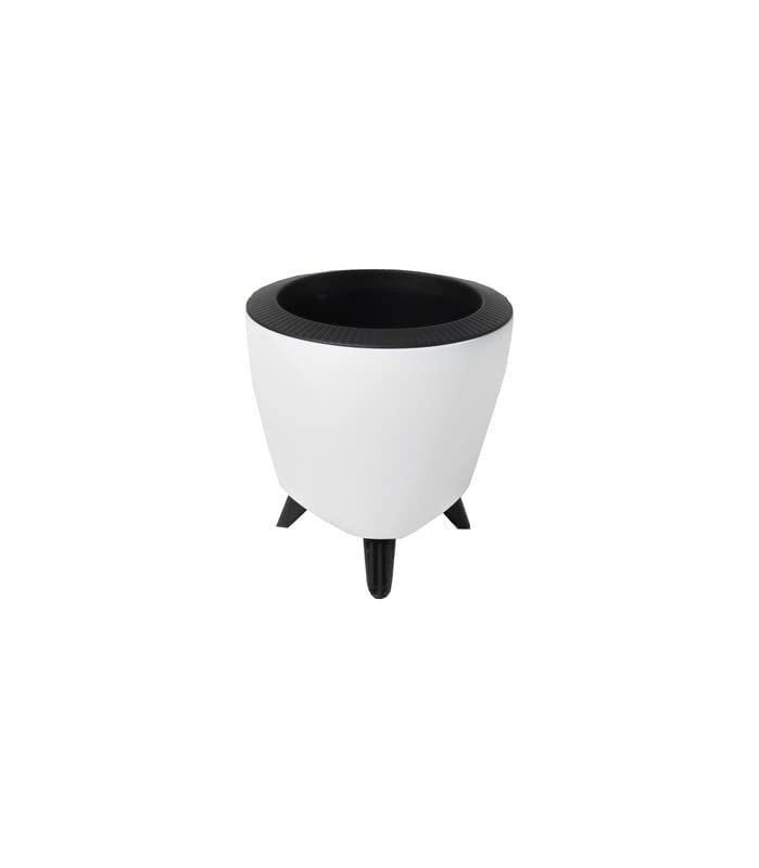 Image of Garden Art Pack of 2 Indoor Outdoor Self Watering Planter Home Living Room Office Tabletop Decorative Plastic Flower Pot 5.1 Inch (White, 2) PPLAW