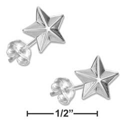 STERLING SILVER MINI RAISED ANGLE STAR EARRINGS ON POSTS