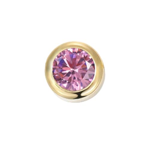 Colgante de collar con piedra de nacimiento de 6 mm, accesorios de bricolaje, 12 colores, acero inoxidable, diamantes de imitación, joyería para mujer, venta al por mayor, color rosa claro y platead