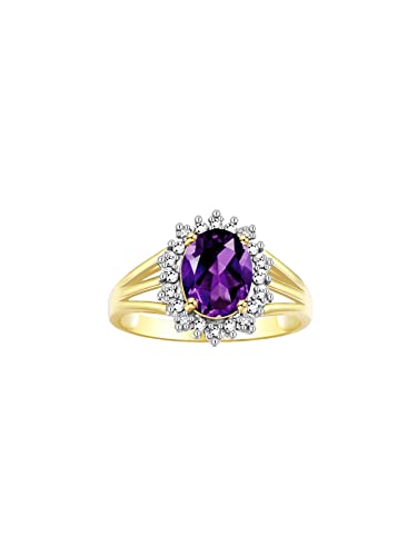 Image of Rylos Women's Yellow Gold Plated Silver Princess Diana Ring & Pendant Set. Gemstone & Diamonds, 9X7MM Birthstone. Matching Friendship Jewelry, Sizes 5-10.