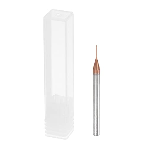 Image of uxcell Square Nose End Mill, 0.5mm Solid Carbide AlTiSin Coated Long Reach CNC Router Bits 2 Flutes Milling Cutter with Extended Neck, 6mm Cutting Length 4mm Shank