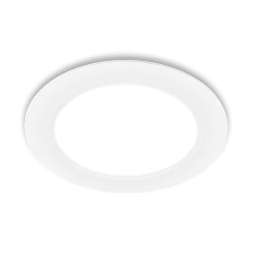 BRILONER - 1x LED Einbaustrahler 230V flach, neutralweißes Licht, 12W, 1200lm, LED Spot, Deckenspots, Spots 230V, Einbauleuchten, Einbauspots, Deckenstrahler, 68mm, 170x30mm (DxH), Weiß