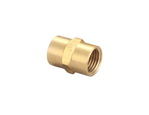 Brass Coupling 1/4 Inch NPT Female x 1/4 Inch NPT Female Hex Head Pipe Fitting, Compressor connector fnpt to fnpt Coupler, Air Hose Adapter Fittings, Thread 0.5" ID to 0.5" ID, 4 Pcs