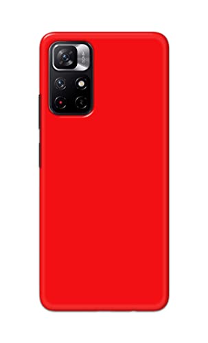 Image of Printed Hard Back Cover Case for Mi Redmi Note 11T 5G | Mi Redmi Note 11S 5G Back Cover (Plain Red) -1803
