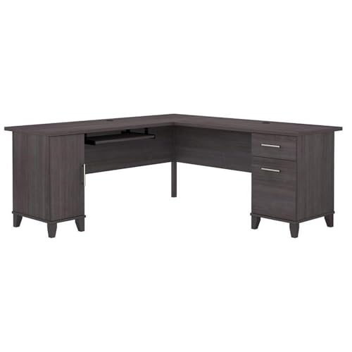 Bush Furniture Somerset 72W L Shaped Desk with Storage in Storm Gray, 72-inch Large Corner Computer Table for Home Office Workspace