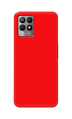 Image of Printed Hard Back Cover Case for Realme 8i Back Cover (Plain Red) -1803
