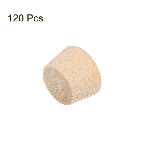 Image of uxcell 120Pcs Wood Button Plugs, 10mm /0.39 inch Flat Head Hardwood Screw Hole Plug Wooden Caps Buttons Wood Plug for Furniture Woodworking Craft Decor (11.5mm x 10mm)