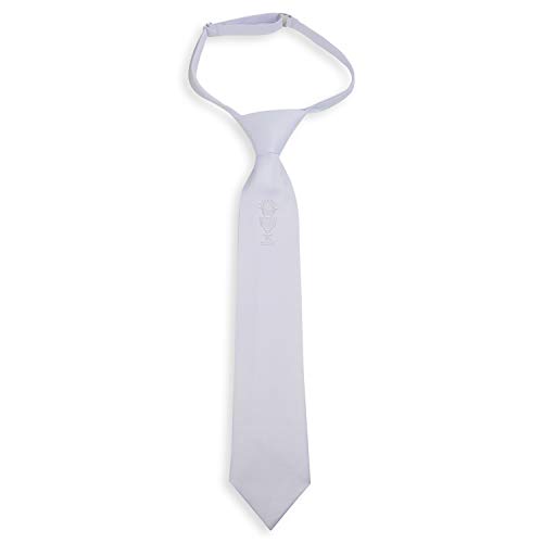 Simply Charming Boy's White Satin First Communion Tie with Embroidered Chalice