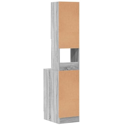 Homvdxl Tall Kitchen Cabinet, 35x50x180 cm Narrow Sideboard Storage Cabinet, Modern Kitchen Cupboard with 2 Drawers and Door, Grey+Oak - Image 7