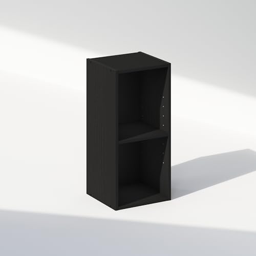 Image of Furinno Reed 2-Tier Closet Organizers and Storage, Closet Organizer, Open Shelf Closet Storage, for Wardrobe, Bedroom, Living Room, 10-Inch Width, Blackwood