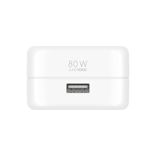 Image of OPPO Original (6 Months Offical Warranty) SUPERVOOC 80W Single Port USB Fast Charger, BIS Certified, Wall Charger Adapter, Universal Compatibility (Cable Not Included, White)