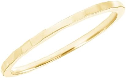 Takar Real Solid 10k Yellow, White & Rose Gold Dainty Ridged-Style Rings, Simple 1mm Thin and Skinny Gold Stackable charm Rings for Women and Men Available In Size 4-12, Made in USA.(Size 8.25)