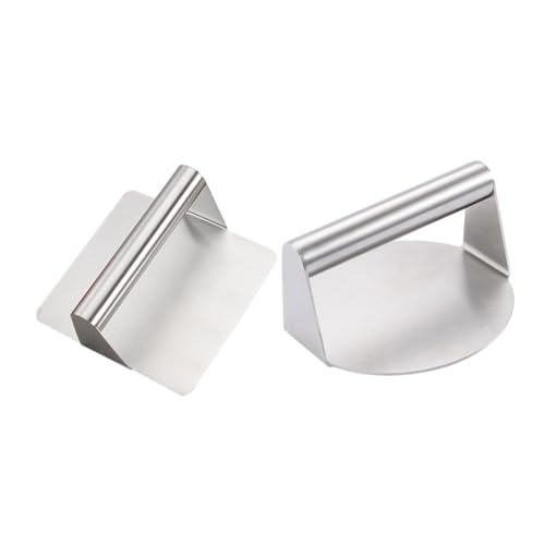 Cabilock 2pcs Stainless Steel Burger Press Meat Press for Grilling Ground Beef and Steak Ergonomic Design for Easy Use Non Stick Surface