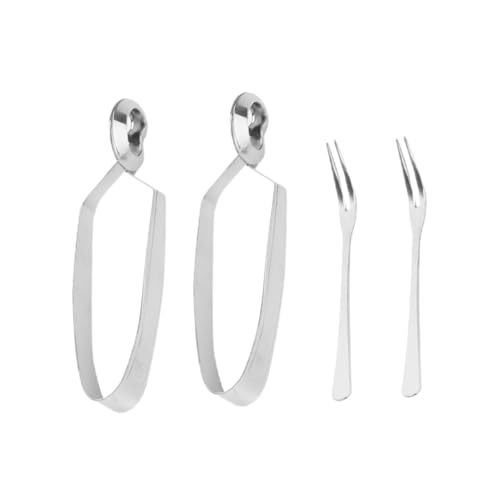 Alipis 4 pezzi Pinze e Forchette per Lumache in Acciaio Ergonomico Antiruggine Resistente al Calore Utensili per Lumache Mare e Formaggi per Ristoranti e Uso