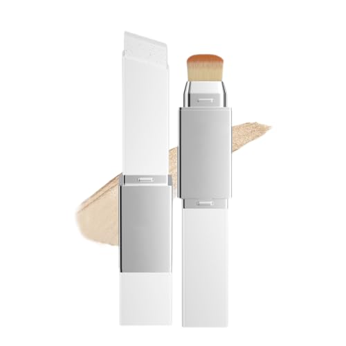 Teegxddy Base de Maquillaje en Barra que Cambia de Color,Resistente al Agua y al Sudor, 2 en 1 de alta Cobertura con Pincel, Para Todo Tipo de Pieles (Blanco Marfil)