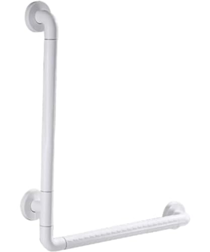 Nicffdiバスルームトイレ滑り止め手すりL型安全滑り止めアームレストは300KG防錆ステンレススチールナイロン手すりに耐えることができます 60X40CM (ホワイト) (ホワイト)