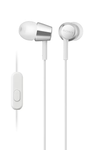 Sony MDREX155AP in-Ear Earbud Headphones/Headset with mic for Phone Call, White (MDR-EX155AP/W)
