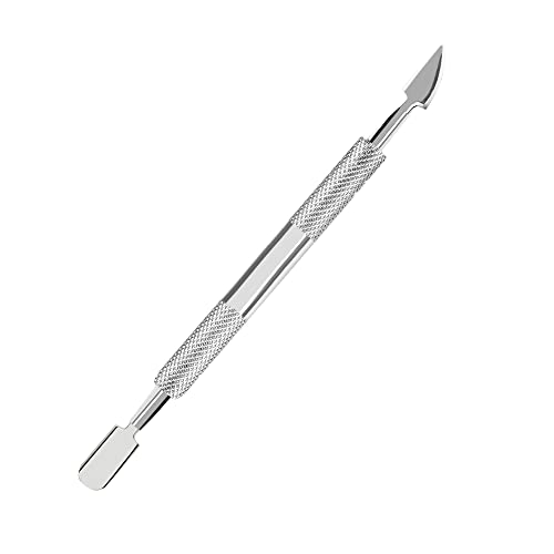 Haryali London - Empujador de cutículas de 15,24 cm, quitacutículas, cortacutículas con cuchillo, cortacutículas y empujador de cutículas, para una depilación segura y precisa, acero inoxidable