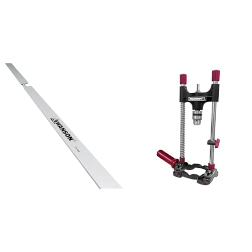 Image of Swanson Tool Co CG100 Anodized Aluminum 100 inch Cutting Guide with joiner bar, (2) C-clamps and (4) thumb screws & Milescraft 1318 DrillMate Portable Drill Guide - Drill Guide Attachment