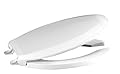 Centoco Elongated Toilet Seat, Open Front with Cover, Heavy Duty Commercial, Stainless Steel Hinge, Plastic, Made in the USA, 820STS-001, White