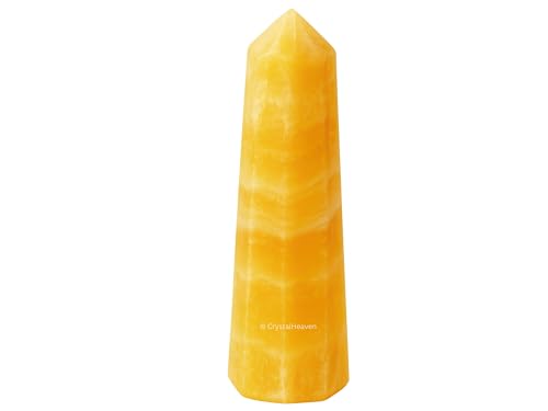Image of Certified Yellow Calcite Crystal Tower Obelisk Point For Chakra, Healing And Balancing - Aaa Grade Original Certified Gemstone Agate For Reiki Meditation Yoga Spiritual (2-3 Inches)
