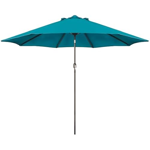Blissun 9' Outdoor Patio Umbrella, Outdoor Table Umbrella, Yard Umbrella, Market Umbrella with 8 Sturdy Ribs, Push Button Tilt and Crank