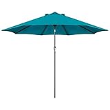 Blissun 9' Outdoor Patio Umbrella, Outdoor Table Umbrella, Yard Umbrella, Market Umbrella with 8 Sturdy Ribs, Push Button Tilt and Crank (Cerulean)