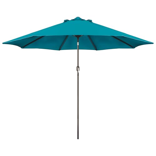 Blissun 9' Outdoor Patio Umbrella, Outdoor Table Umbrella, Yard Umbrella, Market Umbrella with 8 Sturdy Ribs, Push Button Tilt and Crank (Cerulean) by Blissun - Used condition - US$52.24