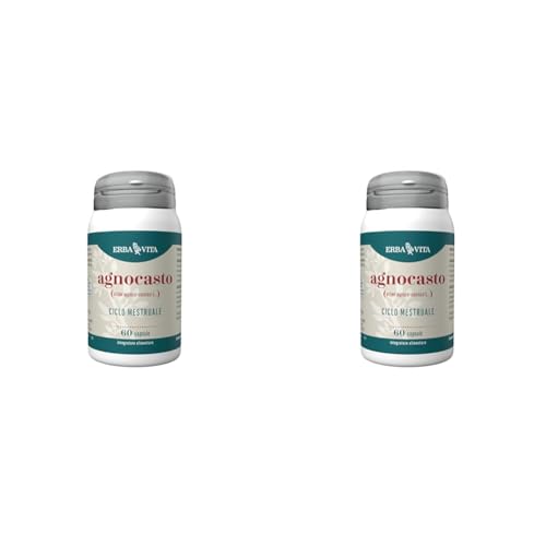 ERBA VITA Integratore Alimentare Agnocasto, 60 Capsule, utile per contrastare i Disturbi del Ciclo mestruale e Mestruazioni (Confezione da 2)