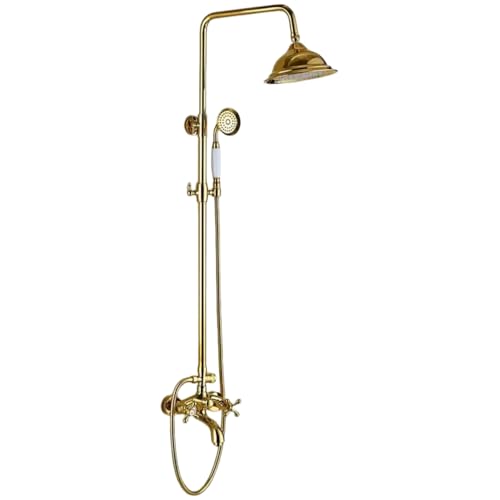 Mélangeur de bain de douche double en or contre le calcaire
