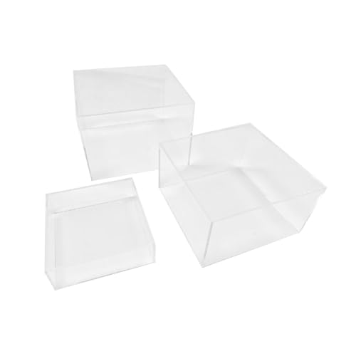 Qianly 3 Pieces Buffet Risers Acrylic Cube Display Nesting Risers Stackable for Birthday Party , transparent